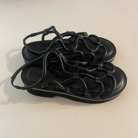 Aerosoles CHAYA Black Leather Platform Strappy Fisherman sandals Size 6 - New - Picture 6 of 7